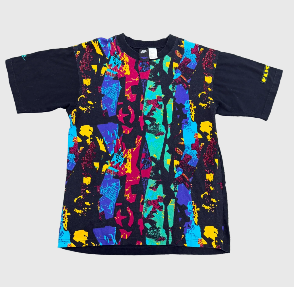Nike Vintage Nike Flight Multi Colored Abstract Print Short Sleeve, L - Banana Stand