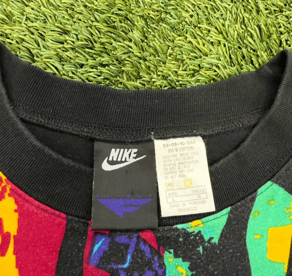 Nike Vintage Nike Flight Multi Colored Abstract Print Short Sleeve, L - Banana Stand