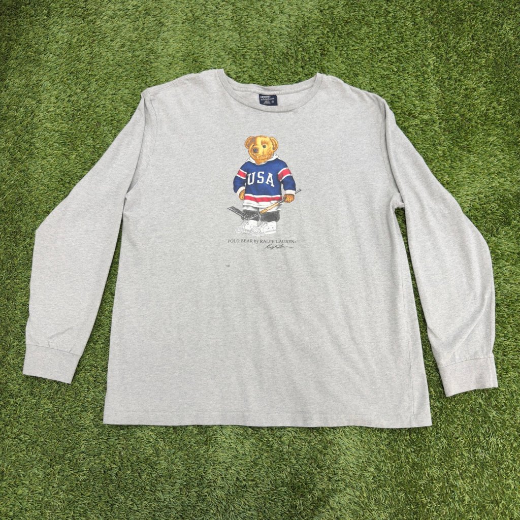 Polo Bear By Ralph Lauren Hockey Gray Long Sleeve, XL - Banana Stand