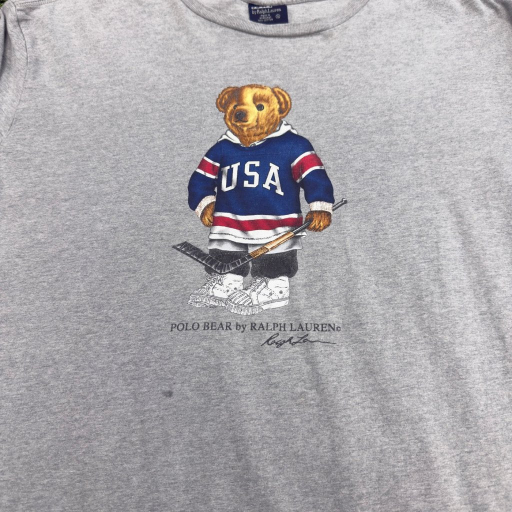 Polo Bear By Ralph Lauren Hockey Gray Long Sleeve, XL - Banana Stand