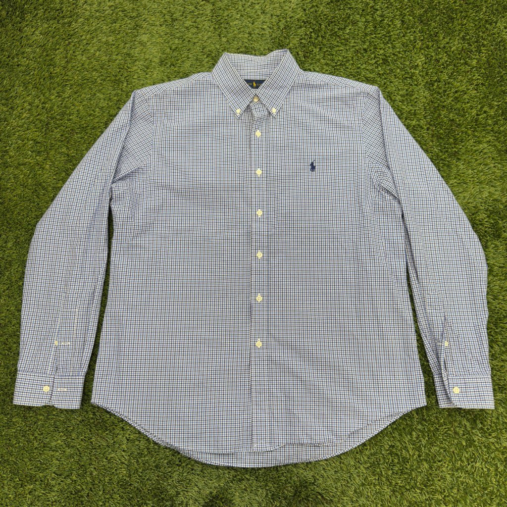 Polo Ralph Lauren Blue Check Button Down, L - Banana Stand