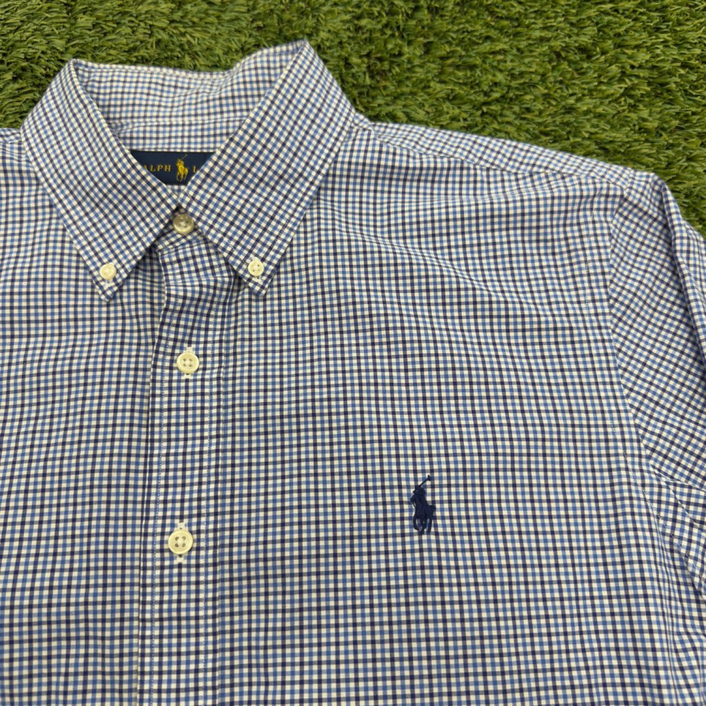 Polo Ralph Lauren Blue Check Button Down, L - Banana Stand