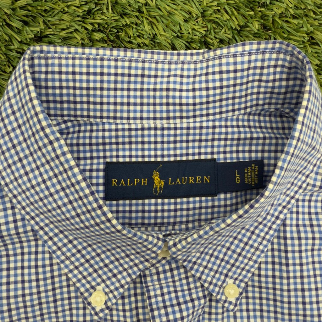 Polo Ralph Lauren Blue Check Button Down, L - Banana Stand