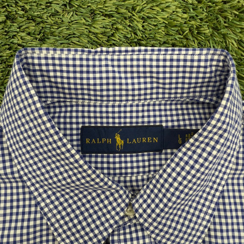 Polo Ralph Lauren Navy Check Button Down, L - Banana Stand