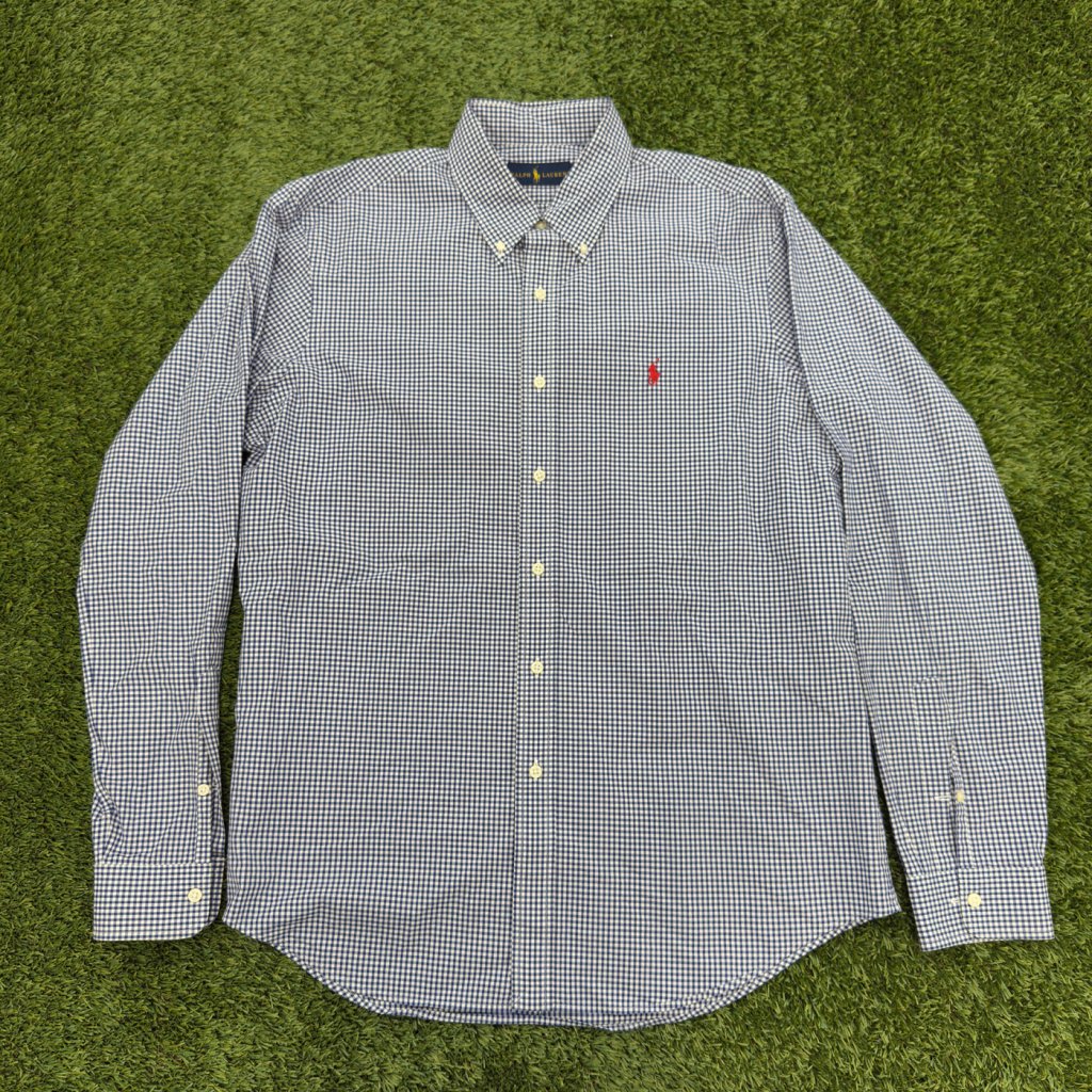 Polo Ralph Lauren Navy Check Button Down, L - Banana Stand