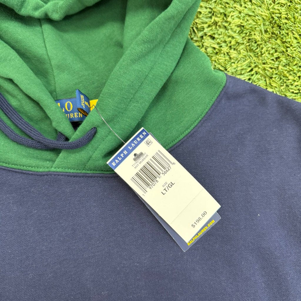 Polo Ralph Lauren Navy Colorblock Basketball Polo Bear Hoodie, L - Banana Stand