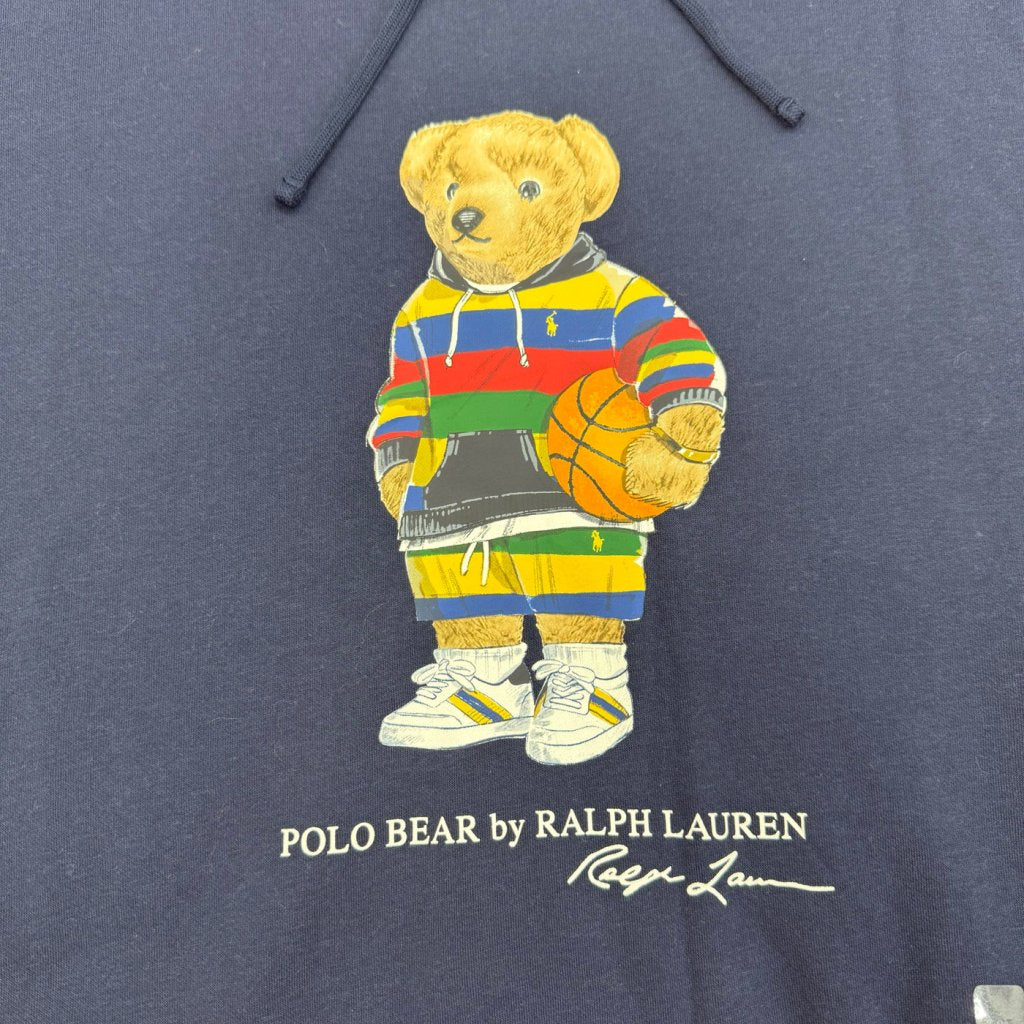 Polo Ralph Lauren Navy Colorblock Basketball Polo Bear Hoodie, L - Banana Stand
