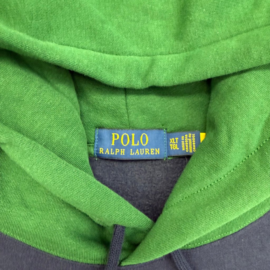 Polo Ralph Lauren Navy Colorblock Basketball Polo Bear Hoodie, XL - Banana Stand