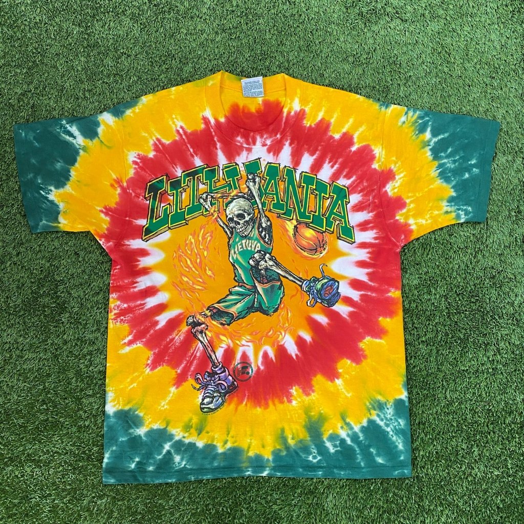 Vintage 1996 Lithuanian Basketball Team X Grateful Dead Tie Dye Shirt - Banana Stand