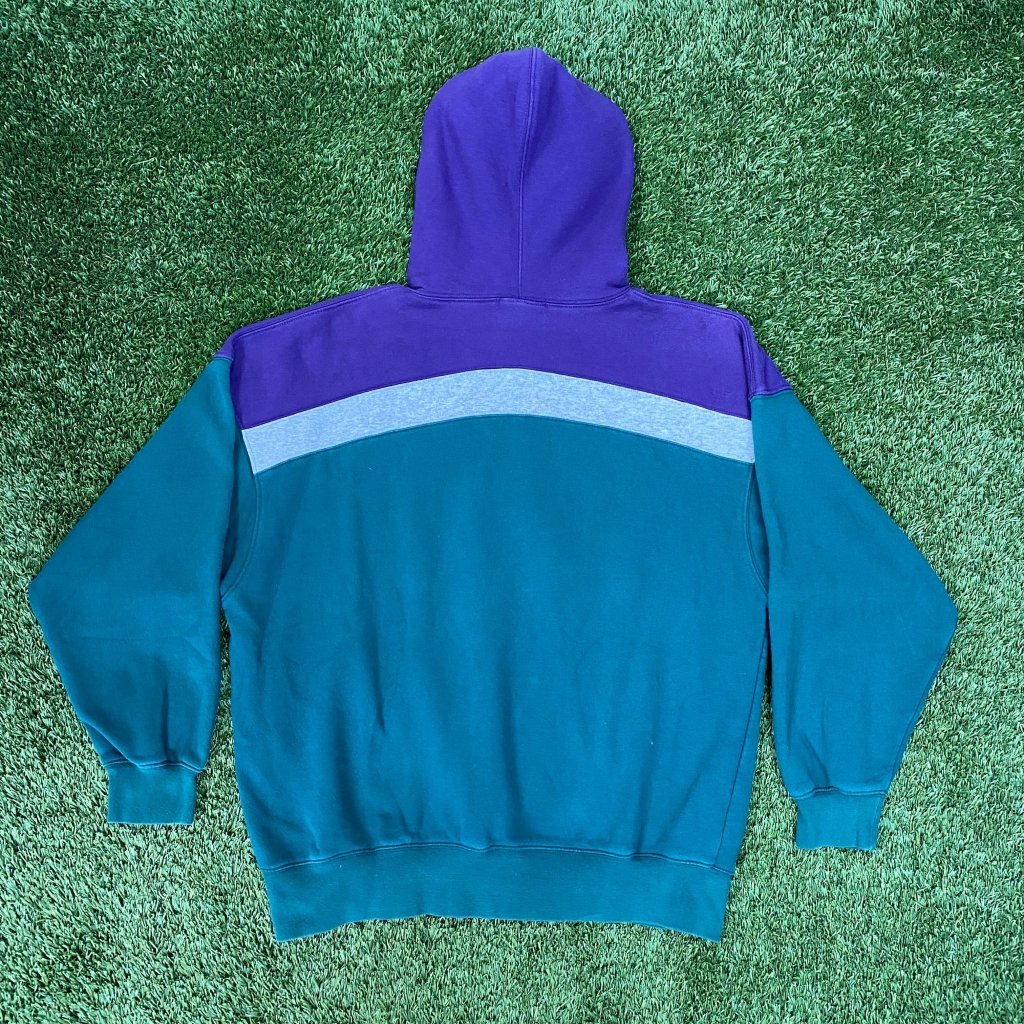 Vintage Adidas Green and Purple Hoodie, M - Banana Stand