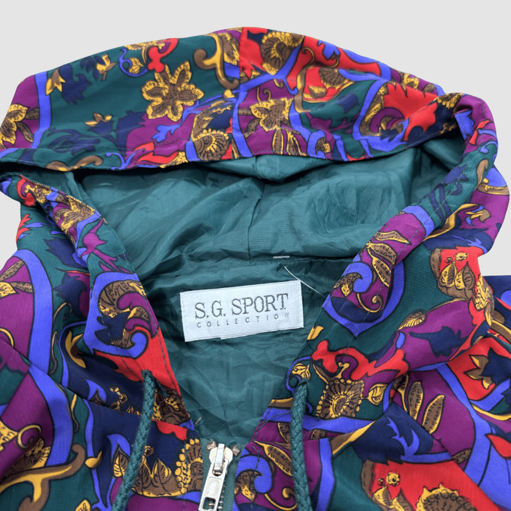 Vintage Patterned Windbreaker W/ Shoulder Pads - Banana Stand