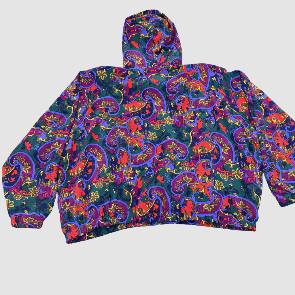 Vintage Patterned Windbreaker W/ Shoulder Pads - Banana Stand