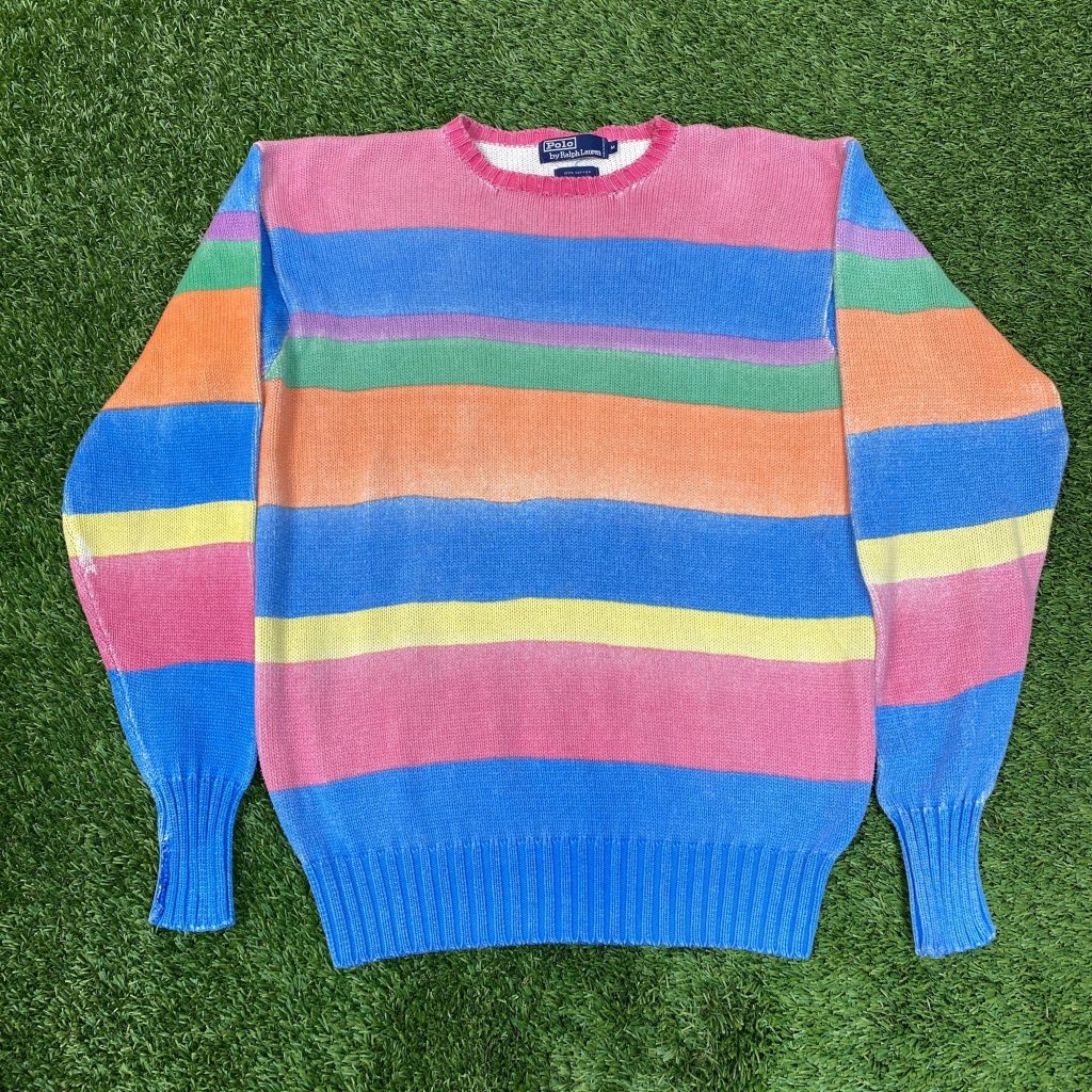 Vintage Polo by Ralph Lauren Ice Cream 90's Striped Sweater, L - Banana Stand