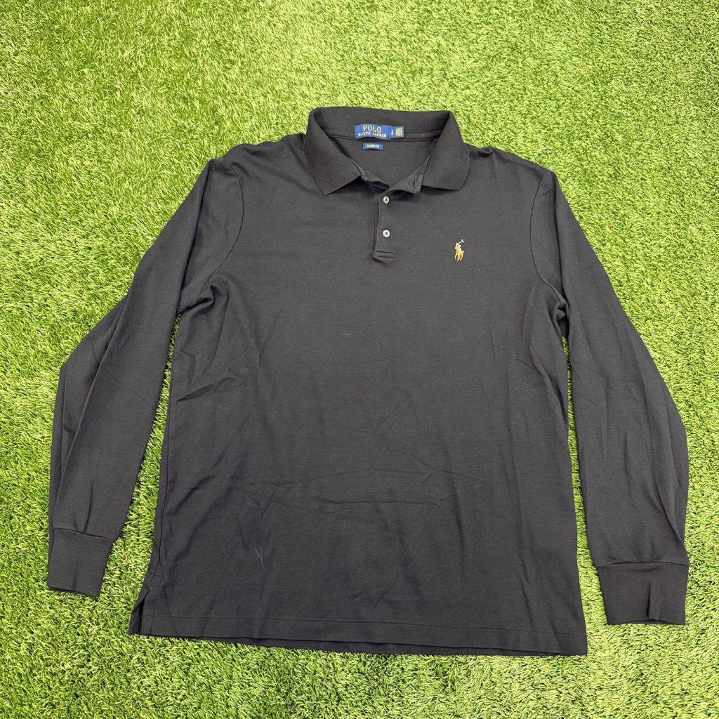 Vintage Polo Ralph Lauren Long Sleeve Polo Shirt, Black, L - Banana Stand