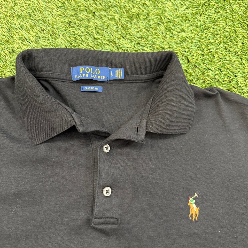 Vintage Polo Ralph Lauren Long Sleeve Polo Shirt, Black, L - Banana Stand