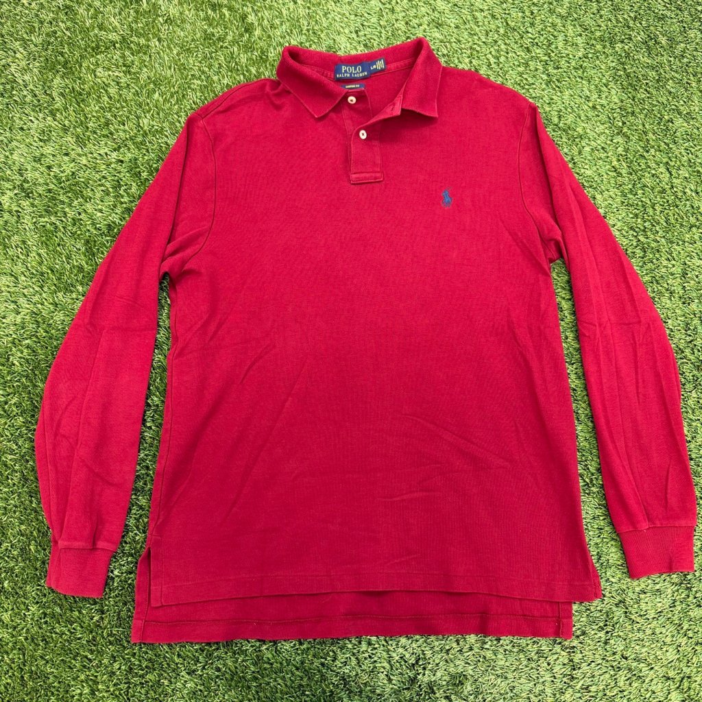 Vintage Polo Ralph Lauren Long Sleeve Polo Shirt, Red, L - Banana Stand