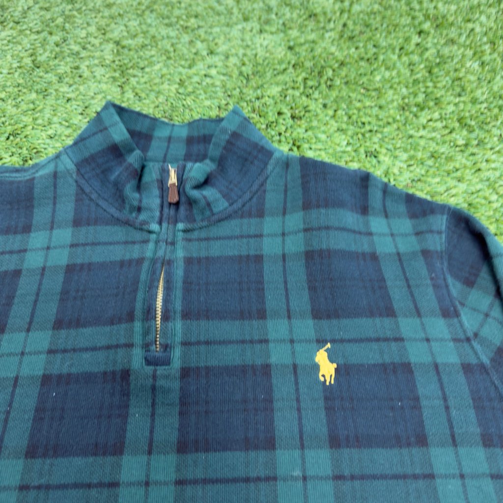 Vintage Polo Ralph Lauren Plaid Quarter Zip, XL - Banana Stand