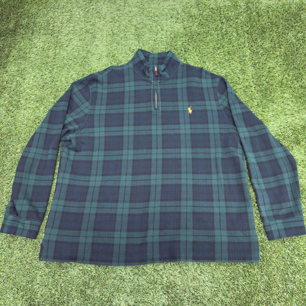 Vintage Polo Ralph Lauren Plaid Quarter Zip, XL - Banana Stand