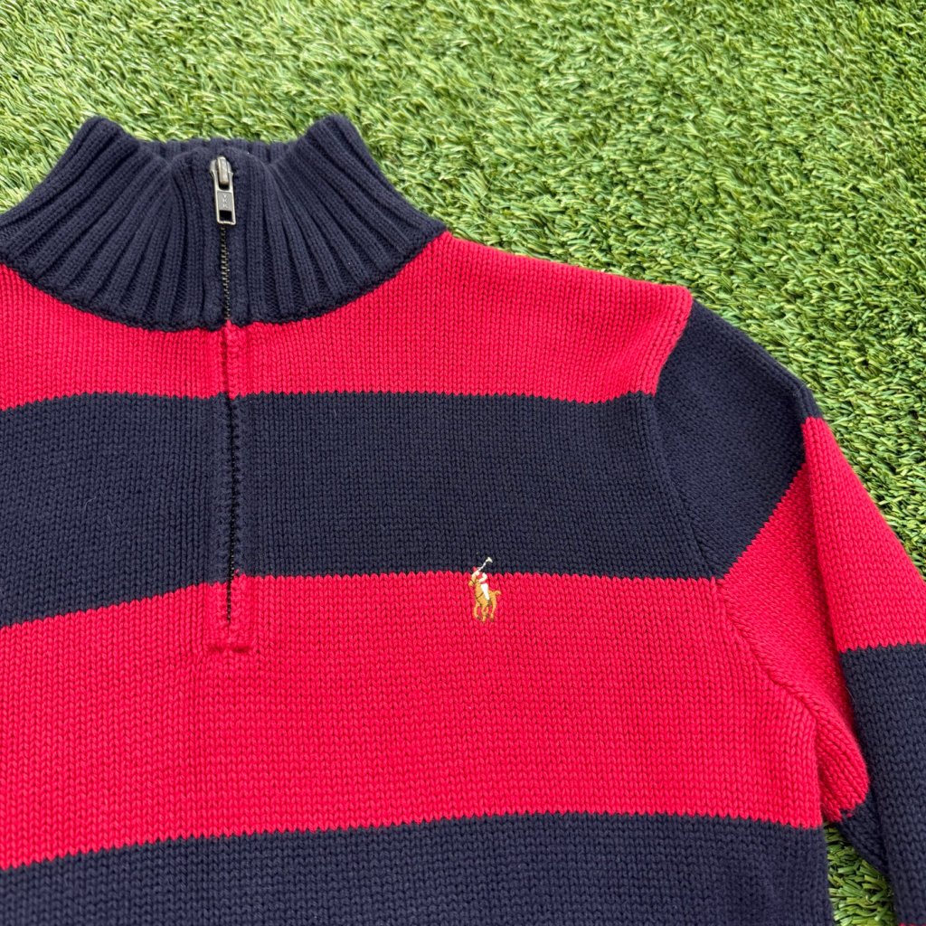 Vintage Polo Ralph Lauren Quarter Zip Stripe Sweater, XS - Banana Stand