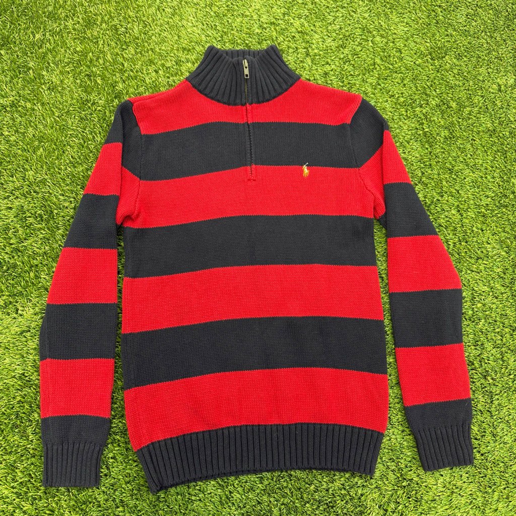 Vintage Polo Ralph Lauren Quarter Zip Stripe Sweater, XS - Banana Stand