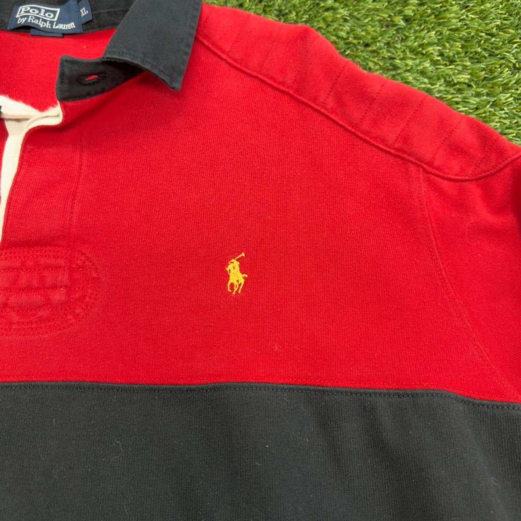 Vintage Polo Ralph Lauren Rugby Shirt, Red and Black XL - Banana Stand