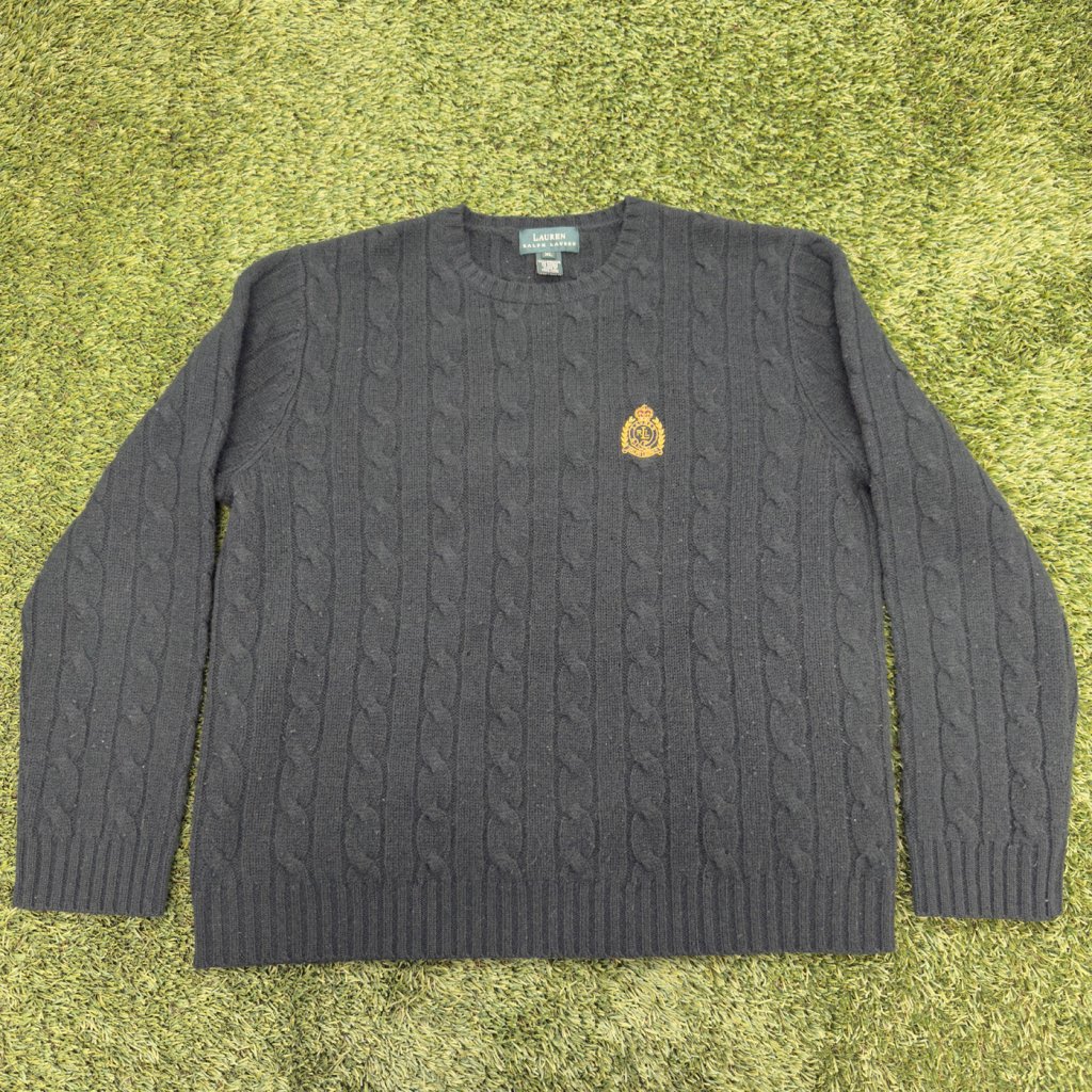 Vintage Ralph Lauren Green Cable Knit Sweater, XL - Banana Stand