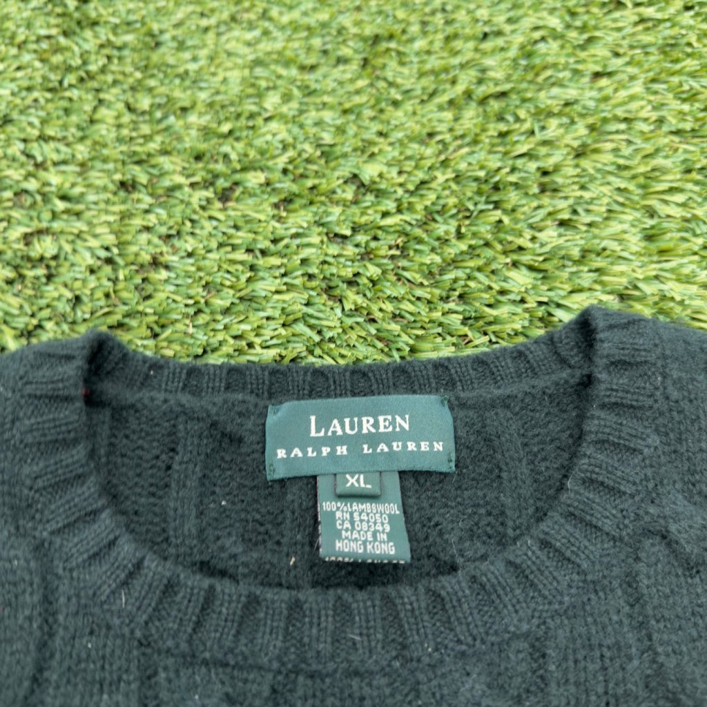 Vintage Ralph Lauren Green Cable Knit Sweater, XL - Banana Stand