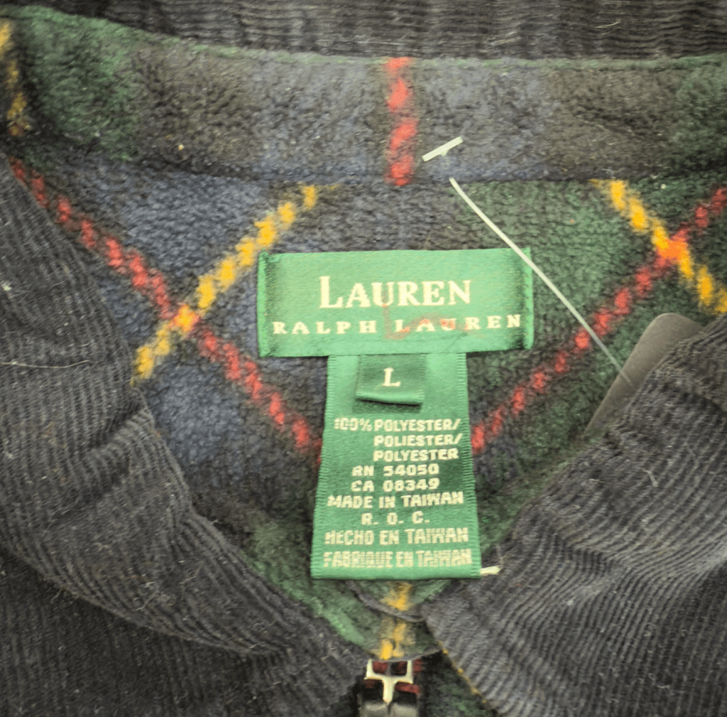Vintage Ralph Lauren Navy Plaid Zip Up, L - Banana Stand