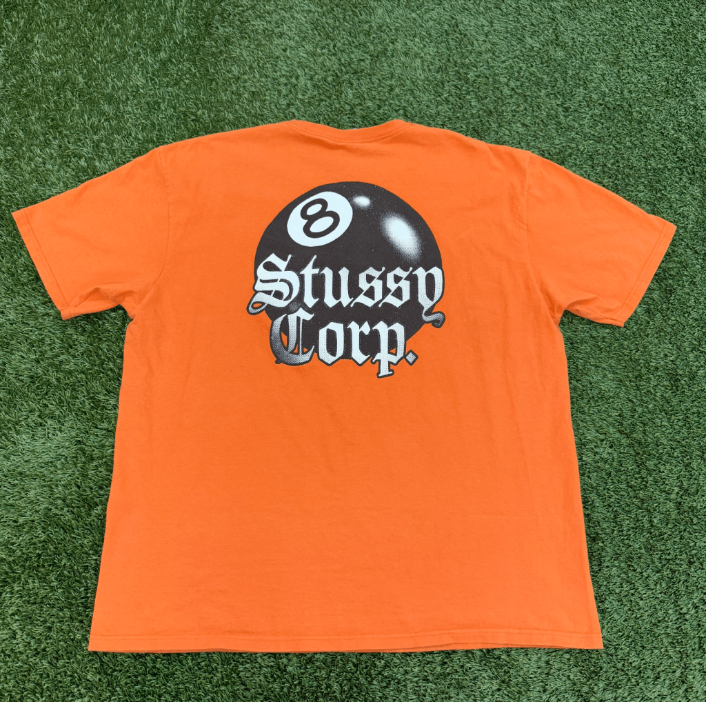 Vintage Stussy 8 Ball Shirt, Orange, XL - Banana Stand
