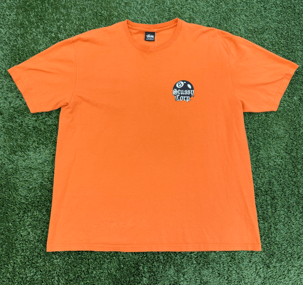 Vintage Stussy 8 Ball Shirt, Orange, XL - Banana Stand