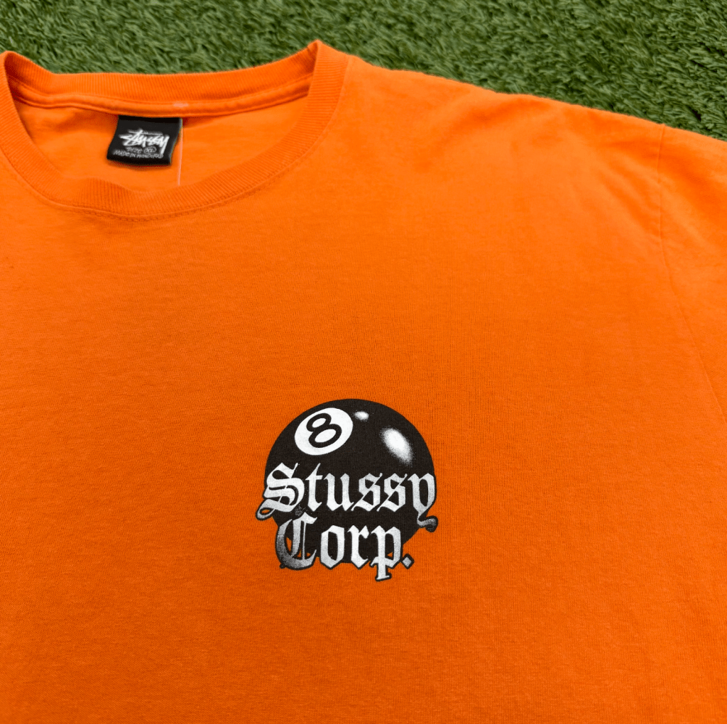 Vintage Stussy 8 Ball Shirt, Orange, XL - Banana Stand