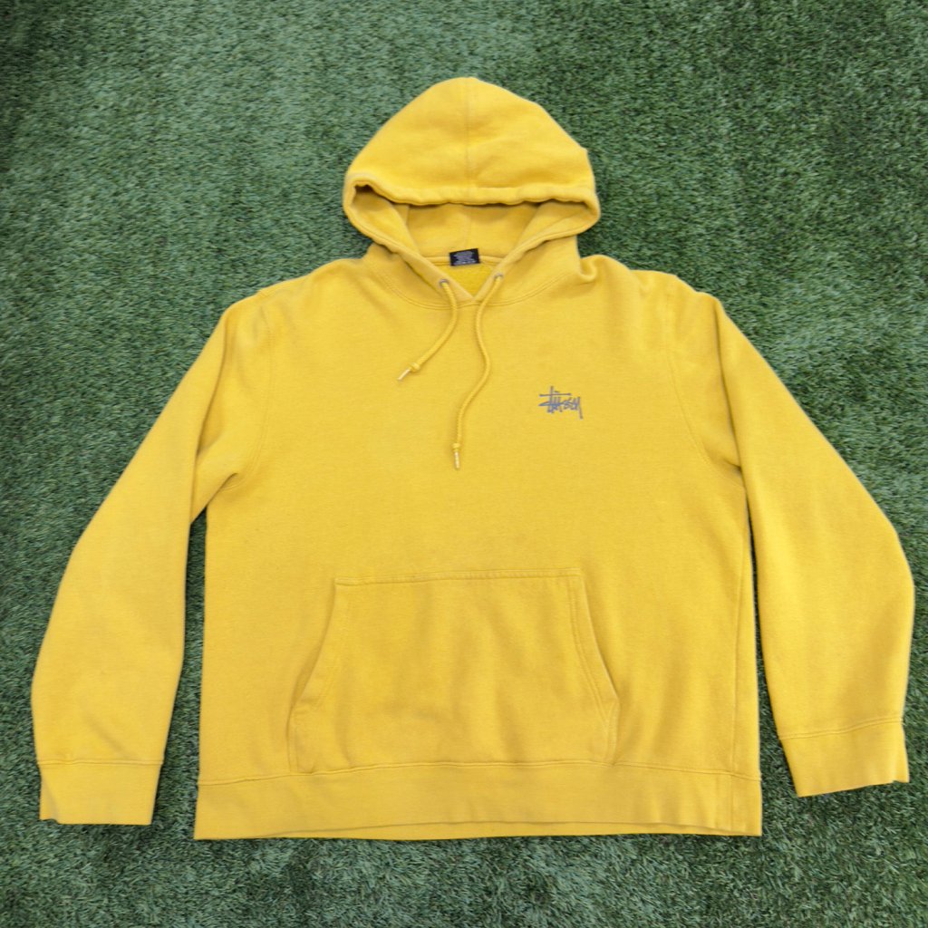 Vintage Stussy Hoodie, Made in USA, Yellow XL - Banana Stand