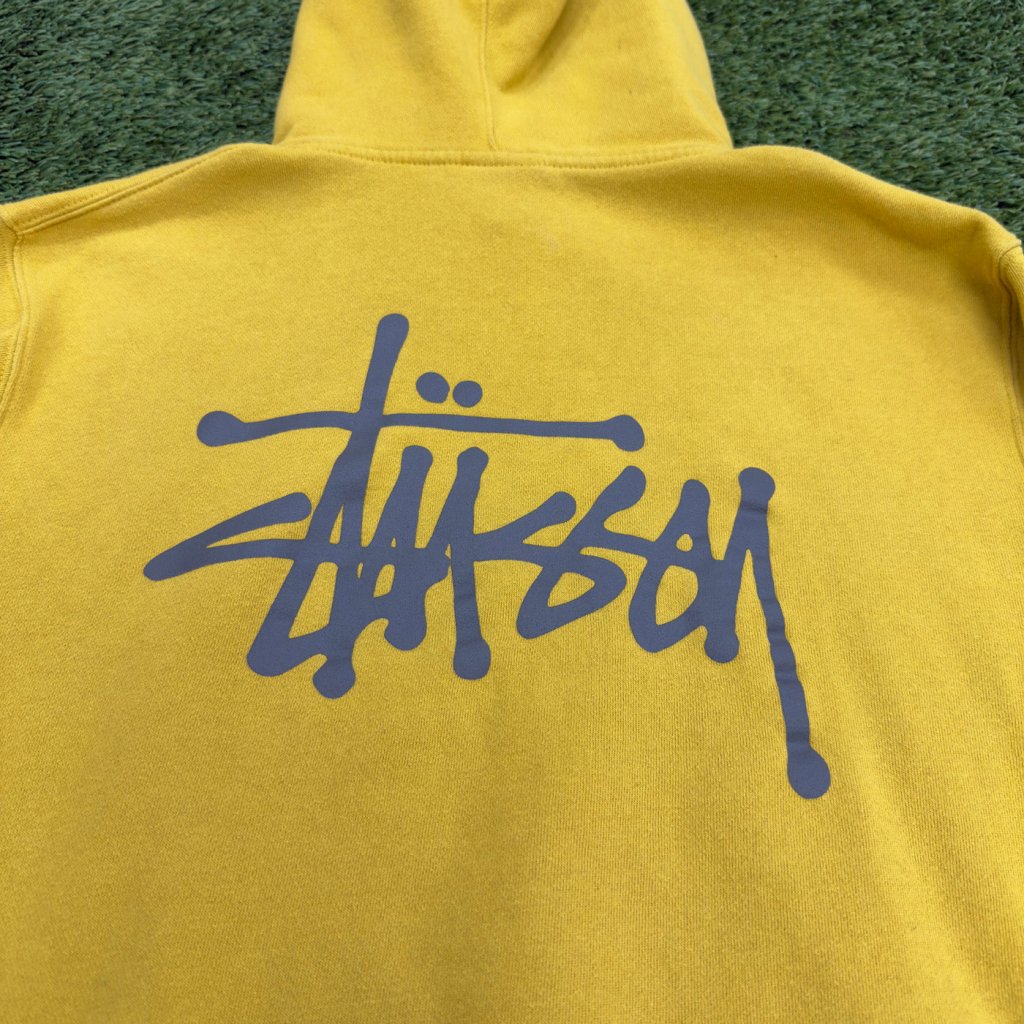 Vintage Stussy Hoodie, Made in USA, Yellow XL - Banana Stand