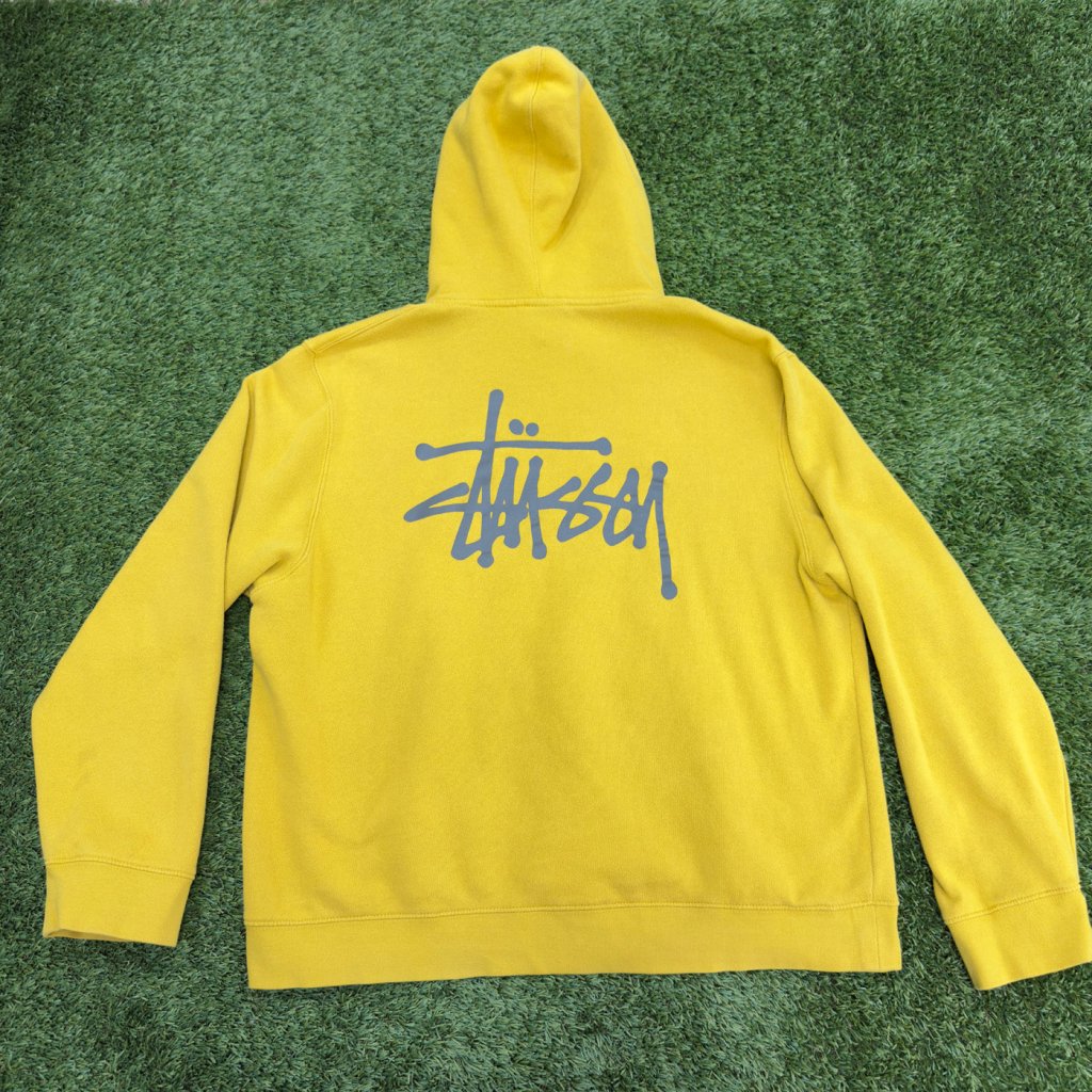 Vintage Stussy Hoodie, Made in USA, Yellow XL - Banana Stand