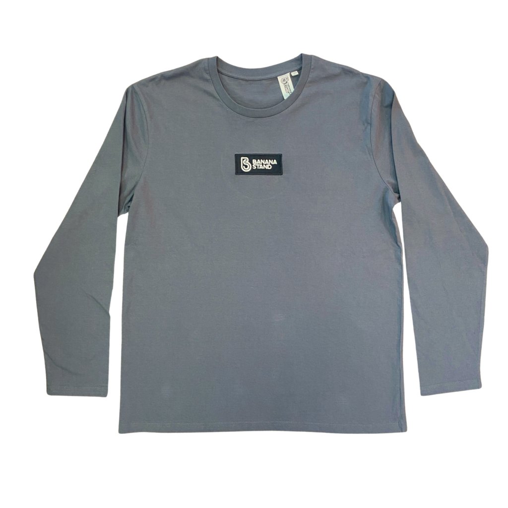 Banana Stand Box Logo Long Sleeve, Gray - Banana Stand