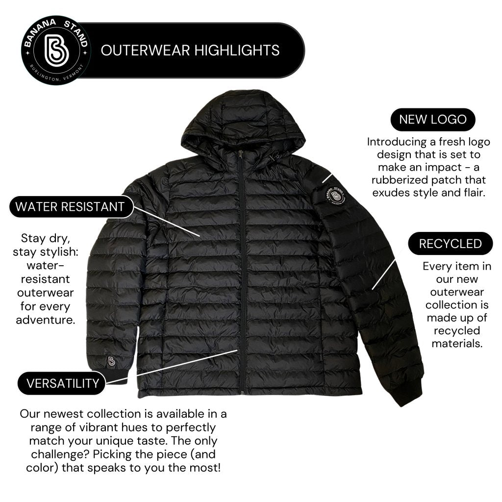 Banana Stand Lightweight Puffer Jacket, Black - Banana Stand