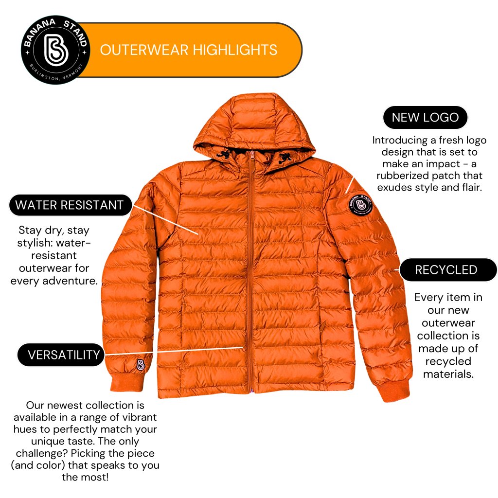 Banana Stand Lightweight Puffer Jacket, Burnt Orange - Banana Stand