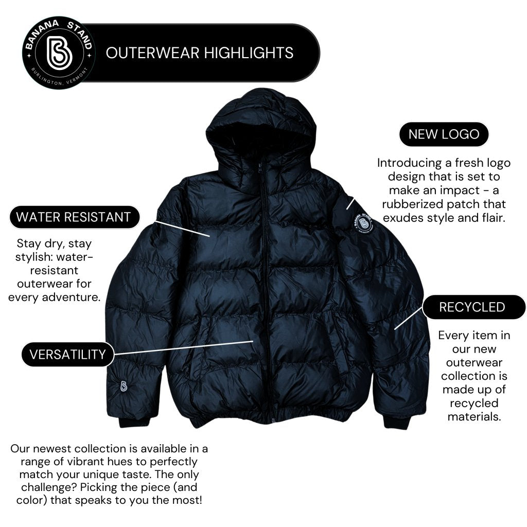 Banana Stand Oversized Puffer Jacket, Black - Banana Stand