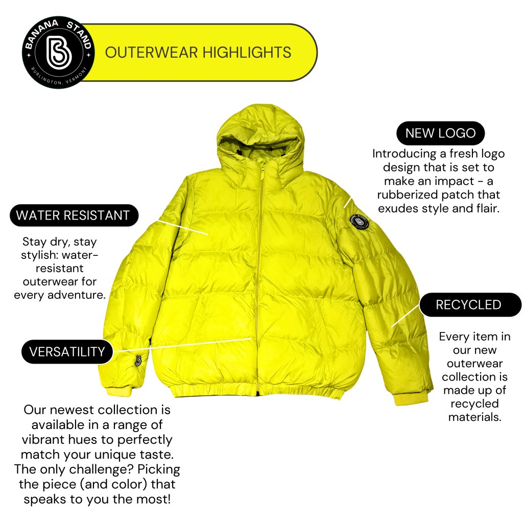 Banana Stand Oversized Puffer Jacket, Lemon Lime - Banana Stand