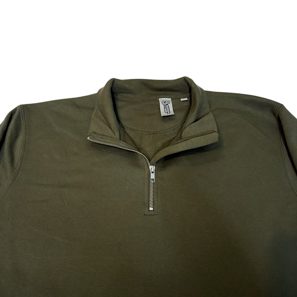 Banana Stand Quarter Zip Up, Olive Green - Banana Stand