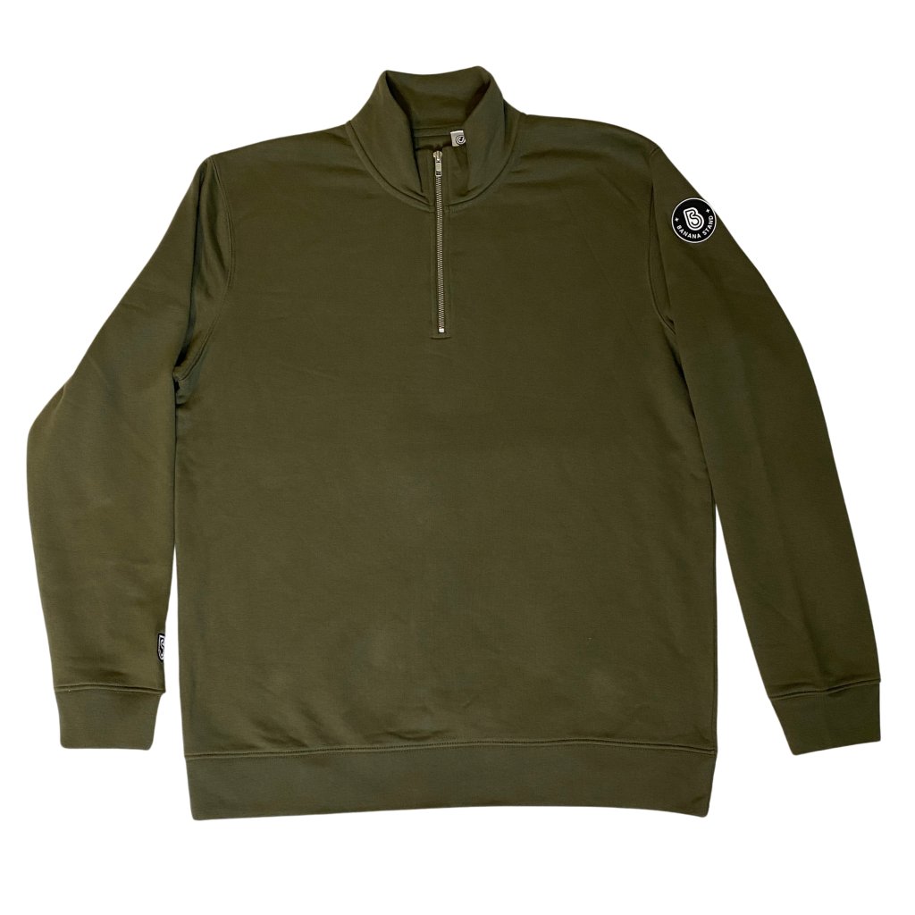 Banana Stand Quarter Zip Up, Olive Green - Banana Stand