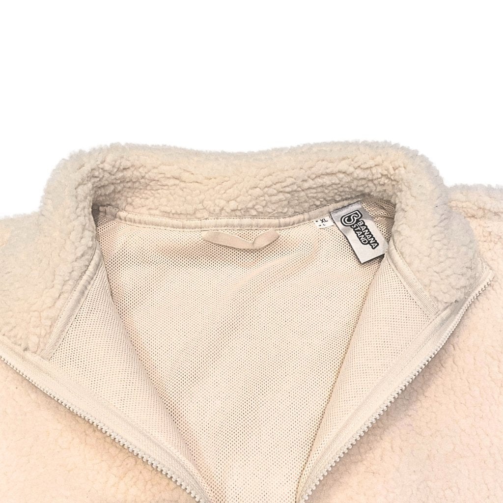 Banana Stand Sherpa Fleece Zip Up, Cream - Banana Stand