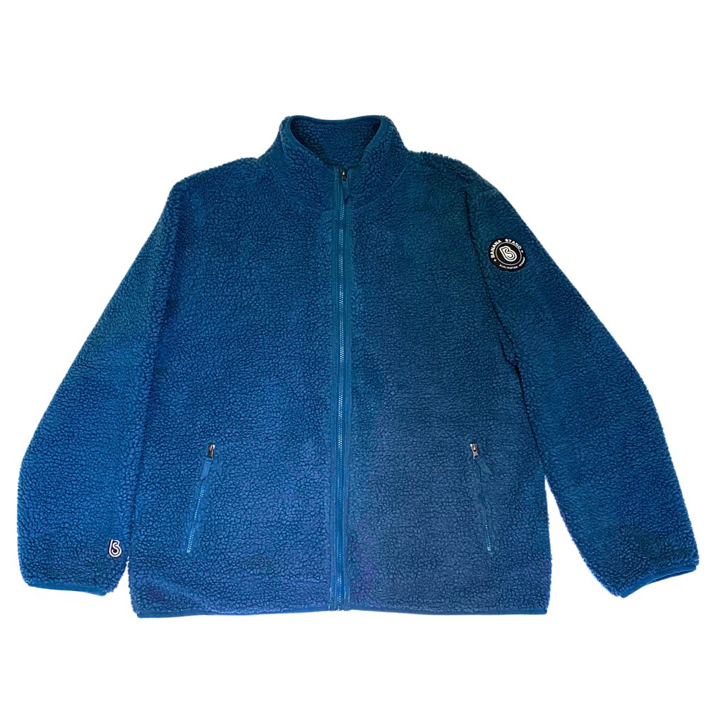 Banana Stand Sherpa Fleece Zip Up, Dusty Blue - Banana Stand