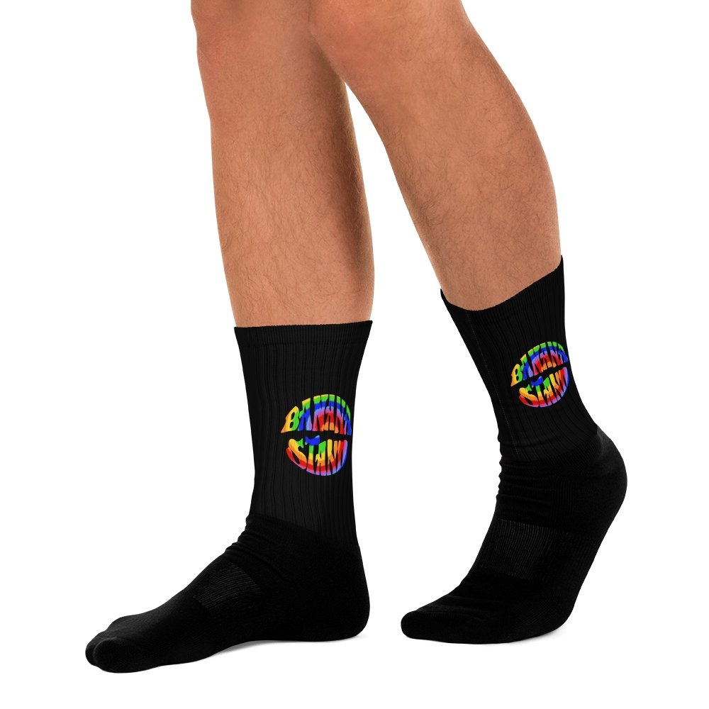 Black Socks with tie-dye logo