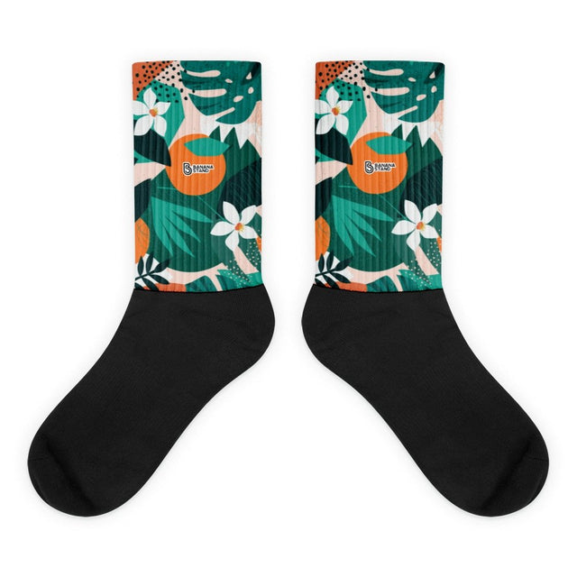 Black Socks with Tropical Crush Print - Banana Stand