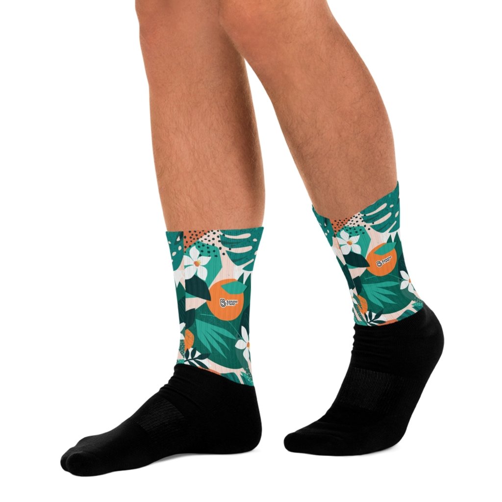 Black Socks with Tropical Crush Print - Banana Stand