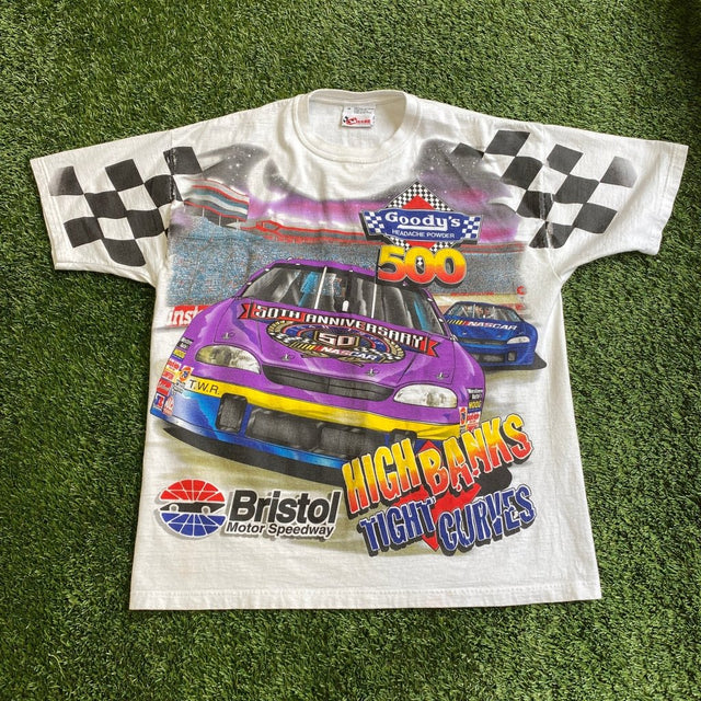 Bristol Motor Speedway NASCAR 50th Anniversary Double Sided Graphic Shirt, Large - Banana Stand