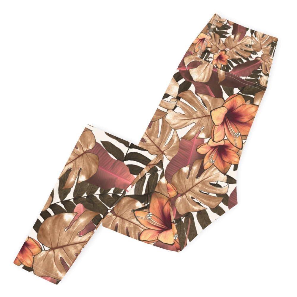 Leggings w/ Tropical Fall Print - Banana Stand