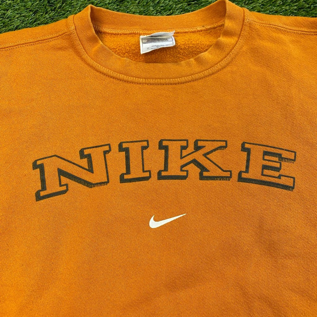 Nike Vintage Orange Center Swoosh Crewneck, Made in USA, XL - Banana Stand