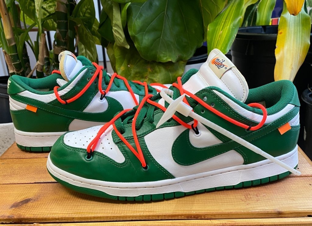 Nike x Off-White Dunk Low 'Pine Green', Mens 12, W13.5 - Banana Stand